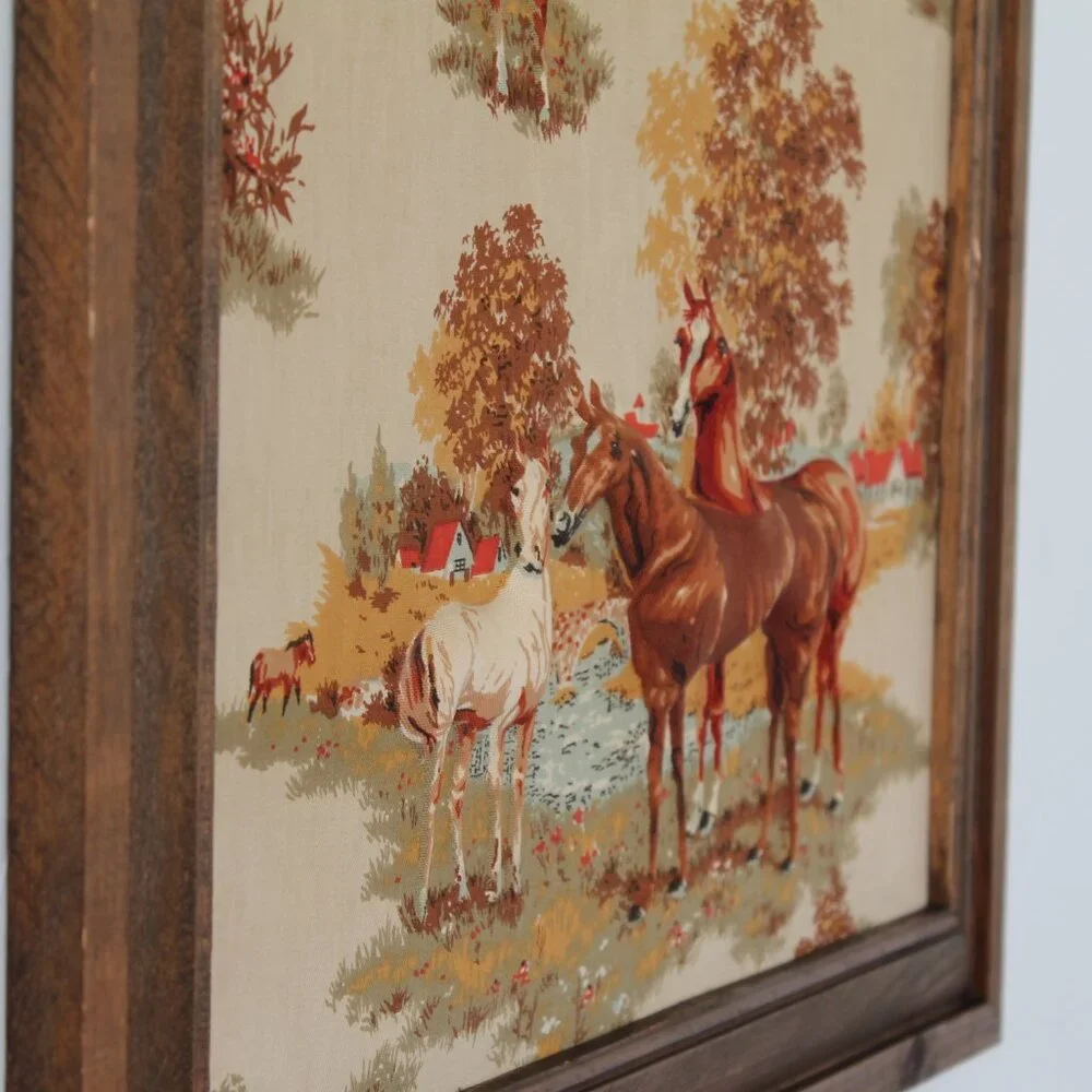 Vintage-Inspired Horses Wall Art Print in Brown and Tan